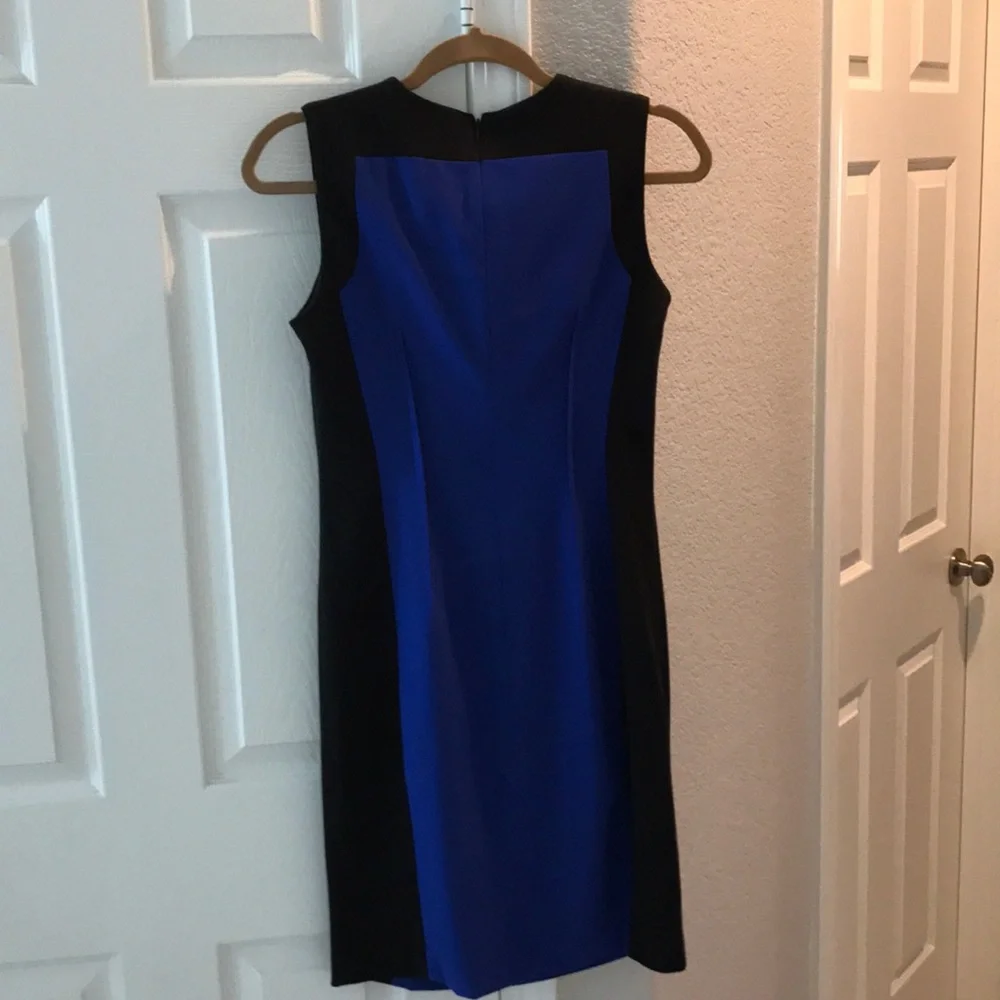 Calvin Klein Royal Blue and Black Colorblock Midi Dress